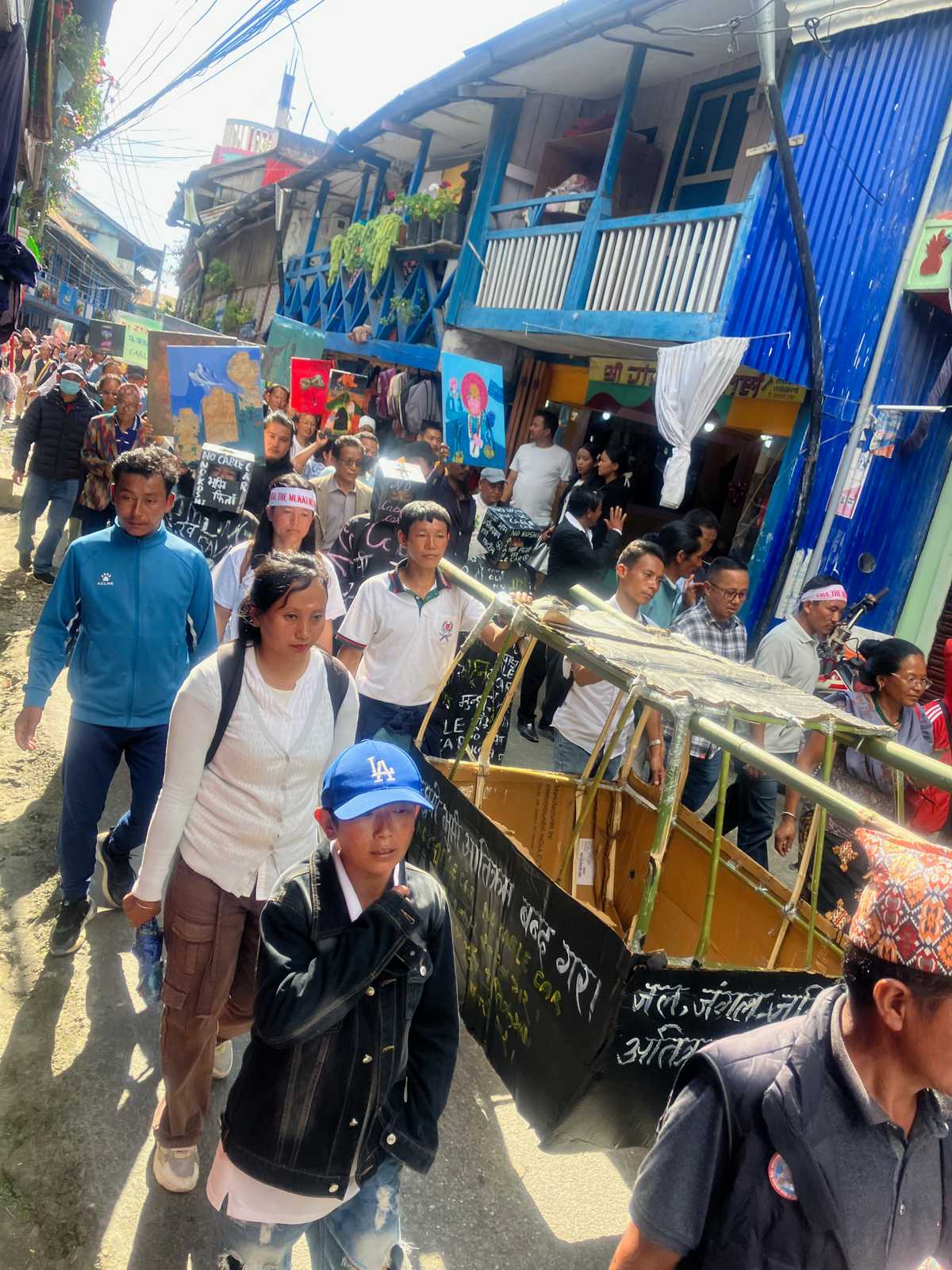 Funeral procession of the cable car; Photo credit: Sabin Ninglekhu.